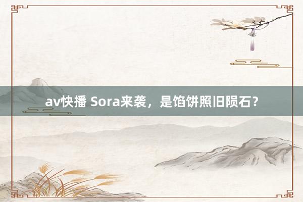 av快播 Sora来袭，是馅饼照旧陨石？